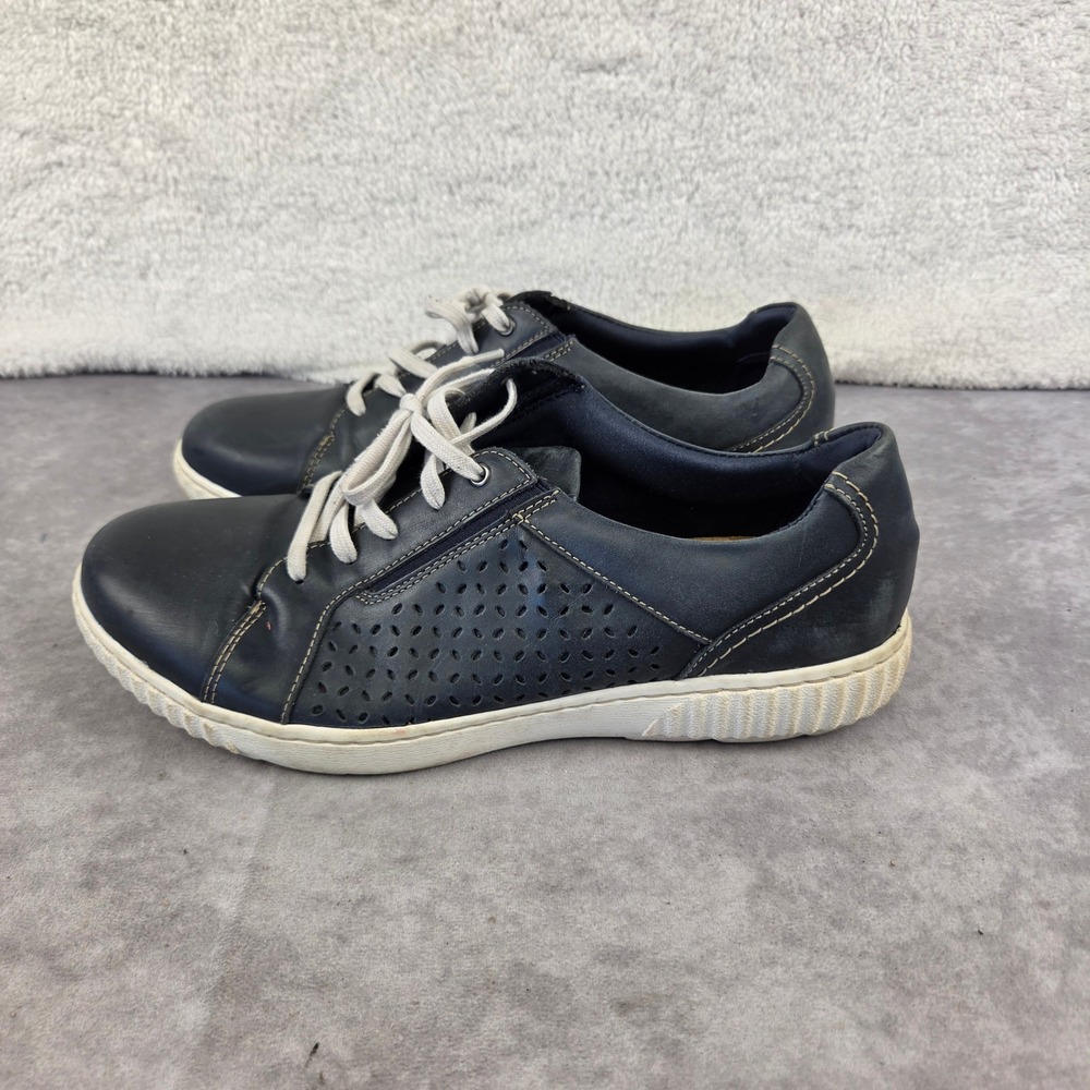 Clarks Collection Navy Blue Leather Perforated Sneakers Ultimate Comfort S2562